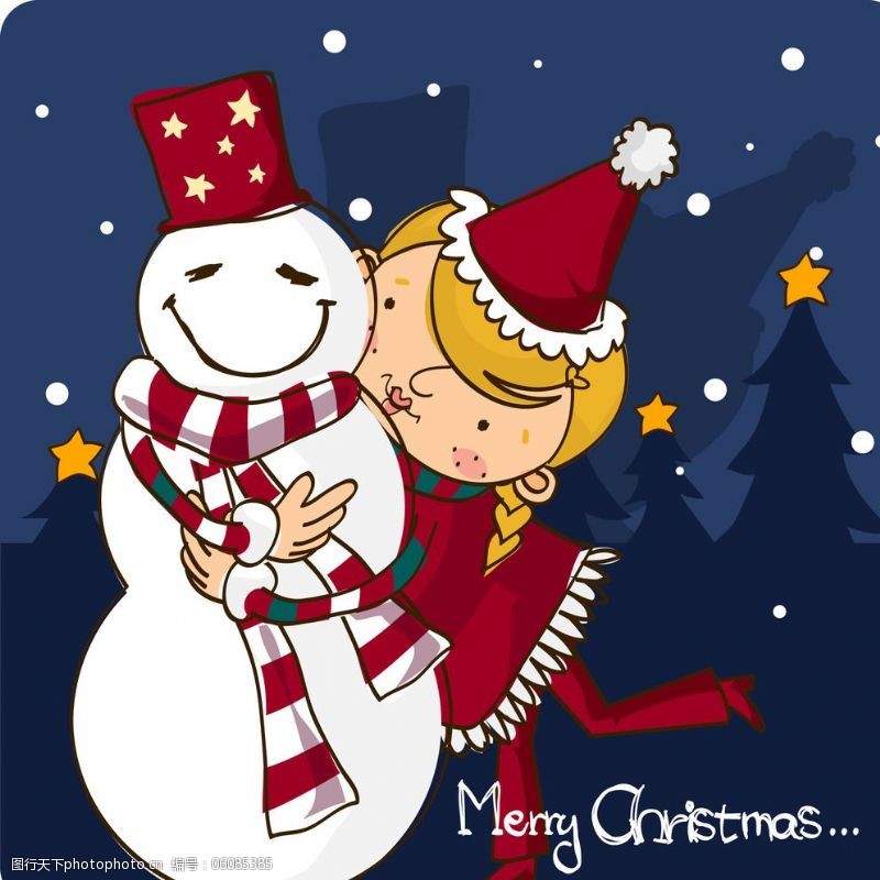 圣诞帽免费下载圣诞女孩系列卡通漫画插图图片