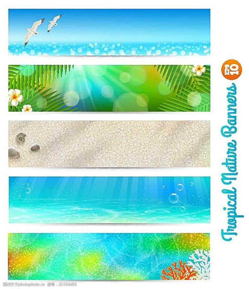 绿色海藻夏日沙滩旅游海报背景