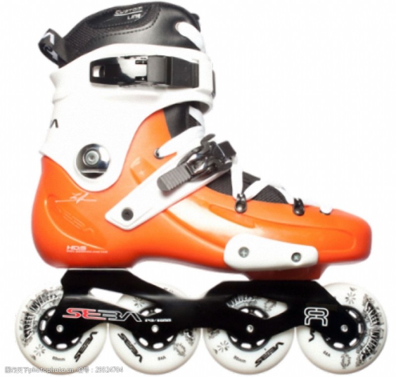 滑冰鞋橙色真皮溜冰鞋免抠png透明素材