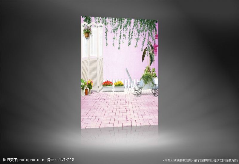 金砖摄影图片素材垂杨柳屏风与花篮影楼摄影背景图片