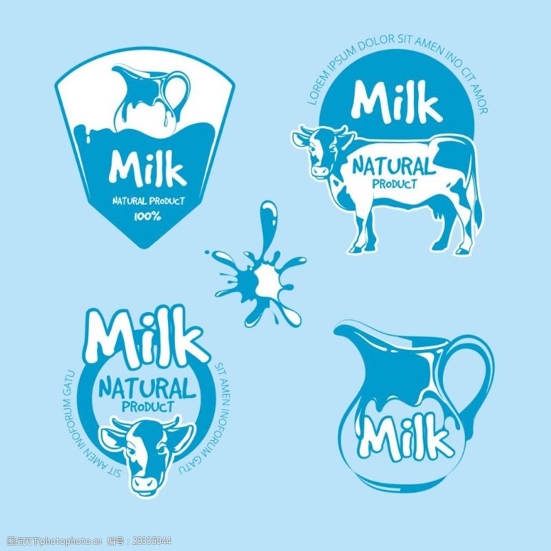 牛奶商标卡通创意奶制品图标