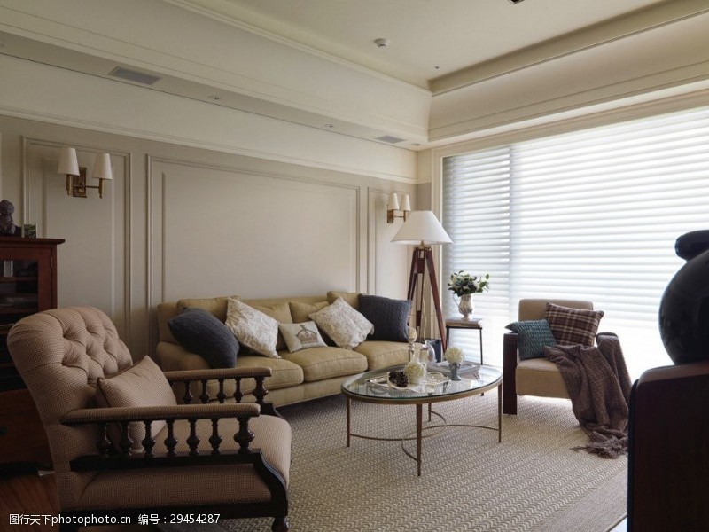 花纹效果欧式客厅灰色沙发装修效果图