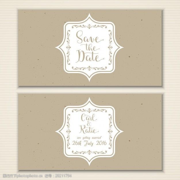 婚礼卡片保存日期的邀请与复古设计