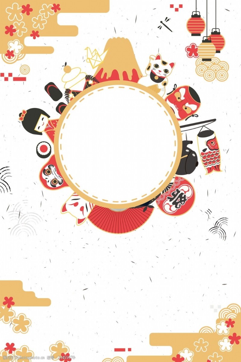 樱花旅游个性日本旅游海报背景设计