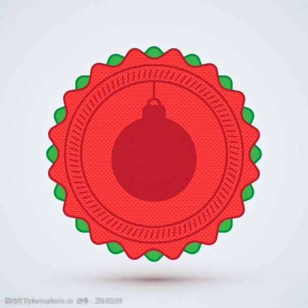 红色球的圣诞贺卡圣诞球徽章