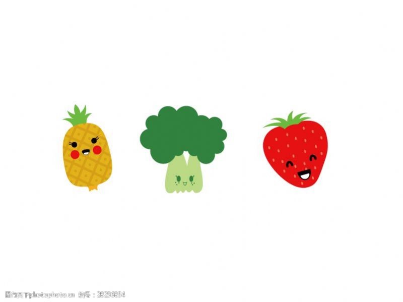 菠菜水果菠萝草莓青菜卡通表情