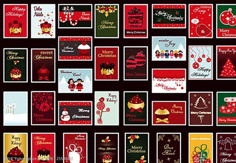 男人节缤纷圣诞节卡片矢量素材图片