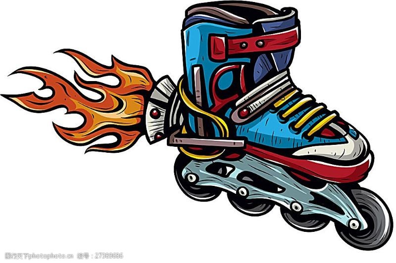 溜冰矢量插画卡通溜冰鞋