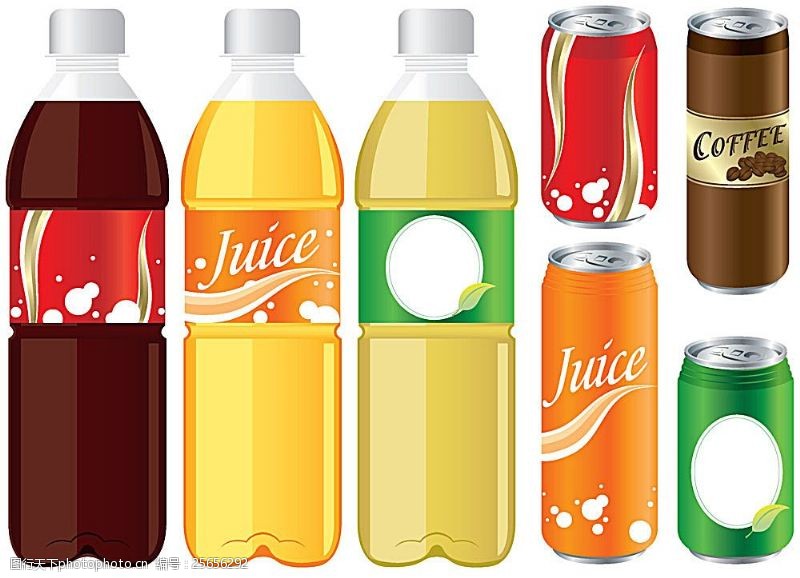 果汁饮料设计彩色饮料瓶设计