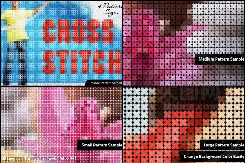 stitch超酷的十字绣特效PSD模板
