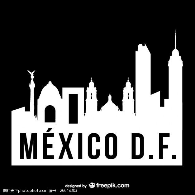 墨西哥城市墨西哥DF的黑色和白色的标志