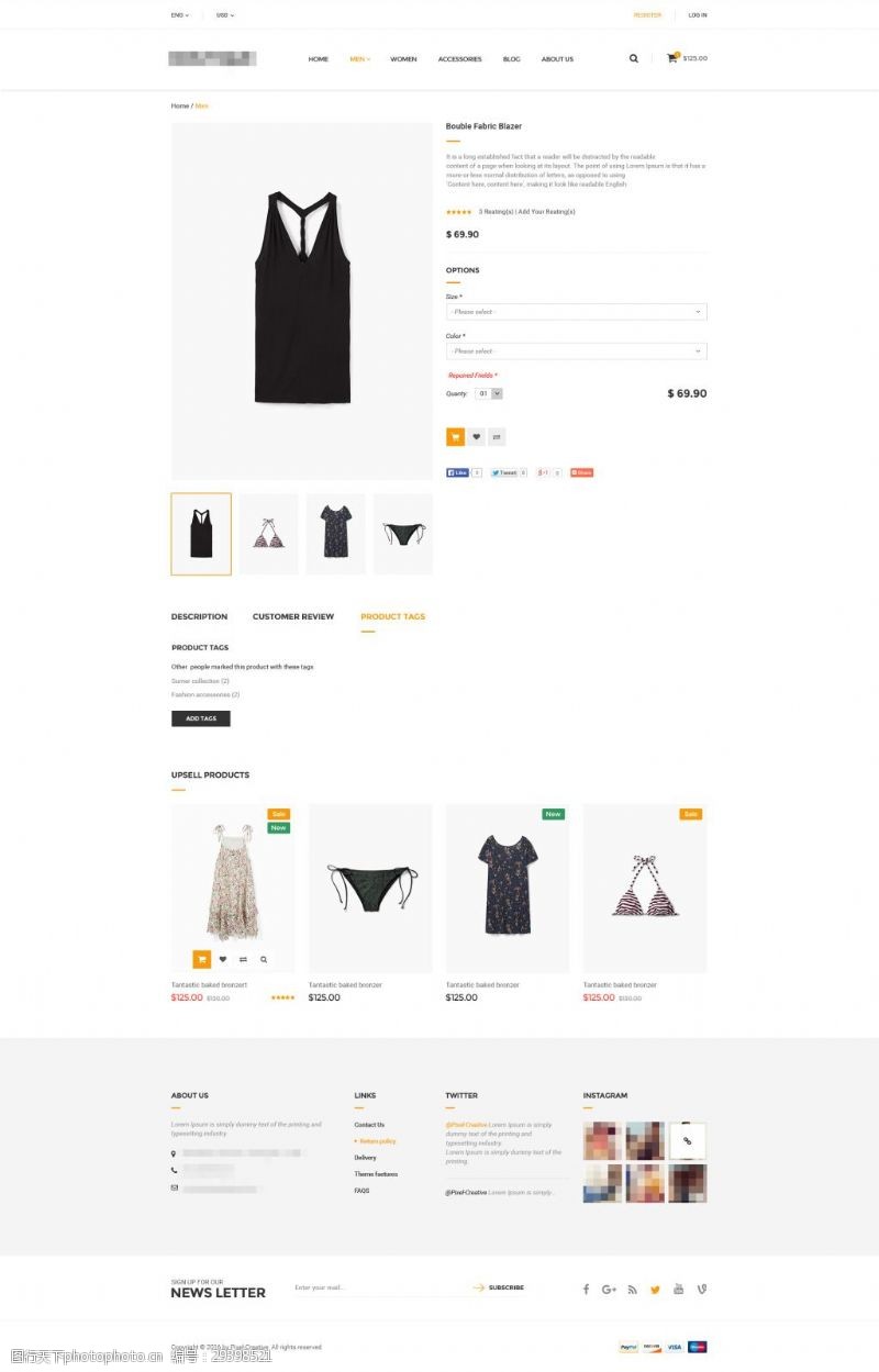 企业服装商城购物网站模板之产品规格详情