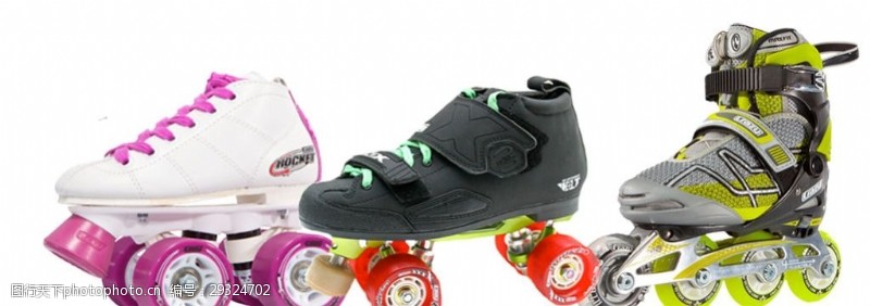 滑冰鞋三种颜色溜冰鞋免抠png透明素材