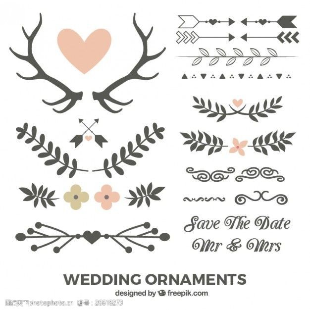 婚礼花卉手拉的树叶和结婚的装饰品