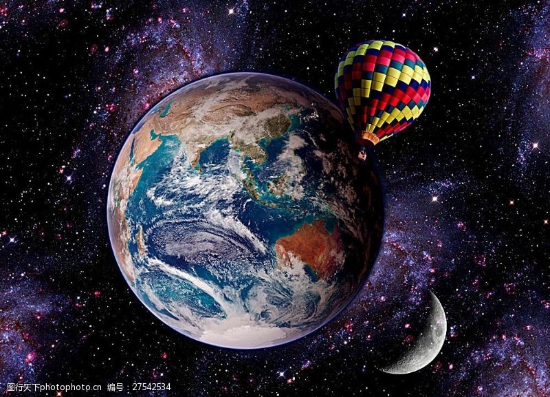 科技地球地球与热气球
