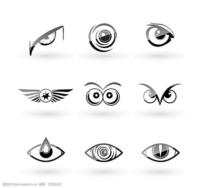 猫头鹰卡通黑色眼睛设计矢量素材图片