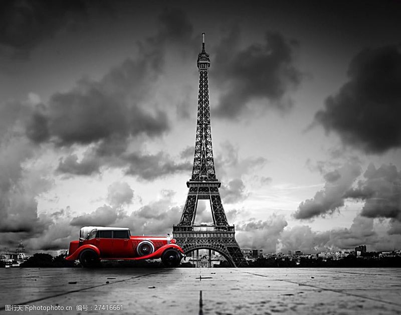 法国著名建筑老爷车与埃菲尔铁塔