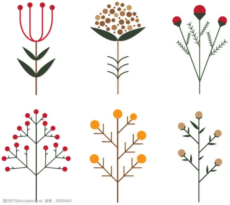 抠图专用六款植物卡通透明素材