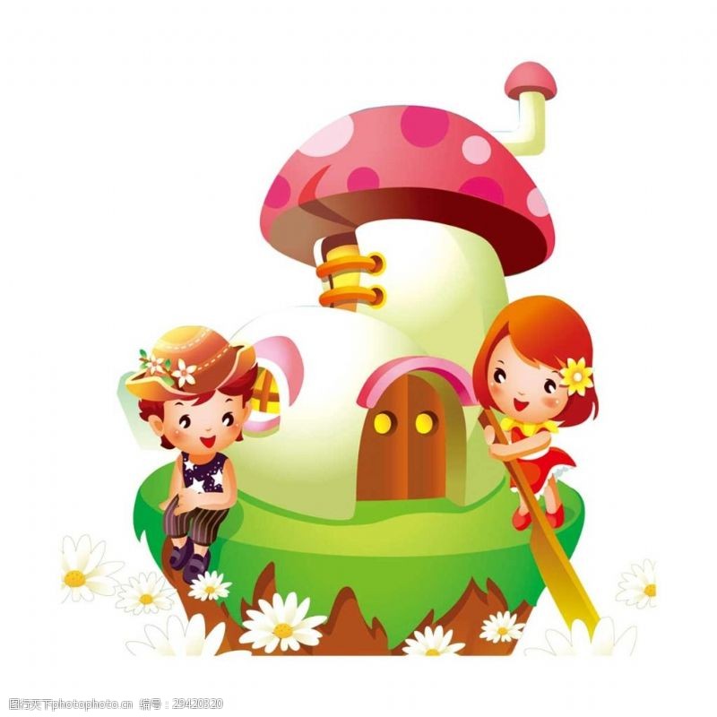 蘑菇小屋手绘童话蘑菇屋元素
