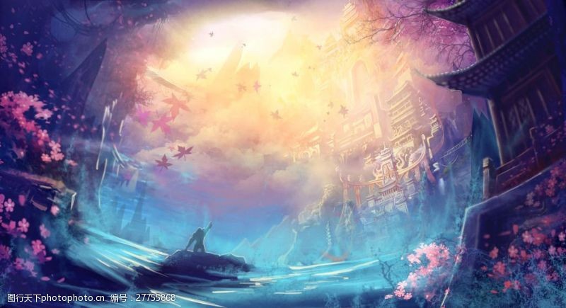 紫色天空游戏背景图