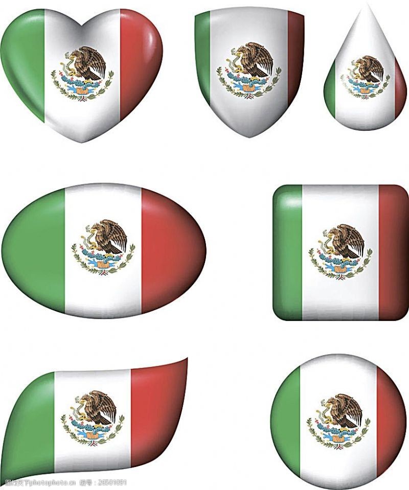 圆形国旗墨西哥国旗形状图案