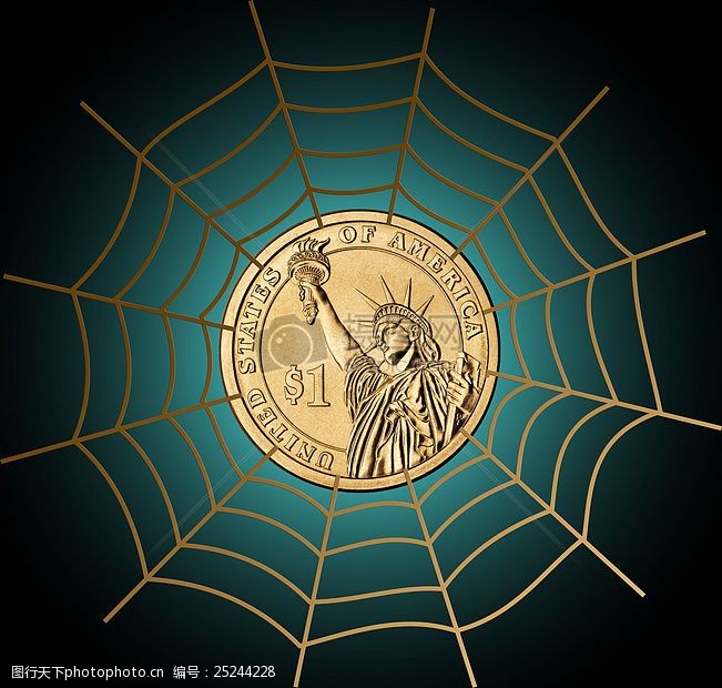 蜘蛛网里的1美元硬币