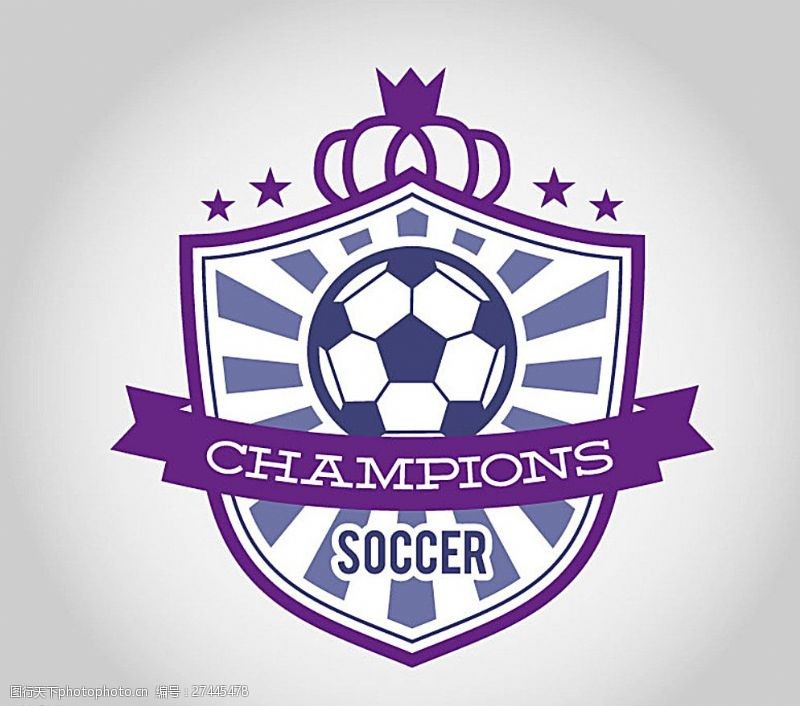 皇冠紫色足球徽章标签矢量素材图片