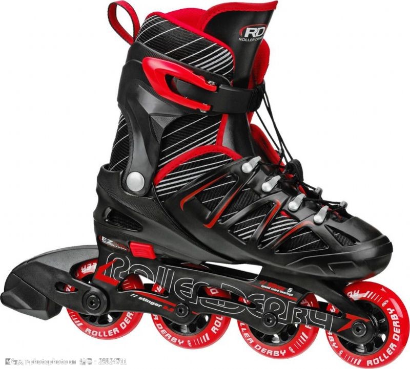 滑冰鞋黑色红色四轮溜冰鞋免抠png透明素材