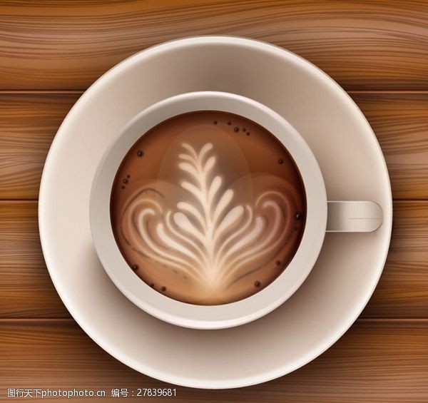 咖啡饮品素材下载卡布奇诺咖啡俯视图矢量素材下载