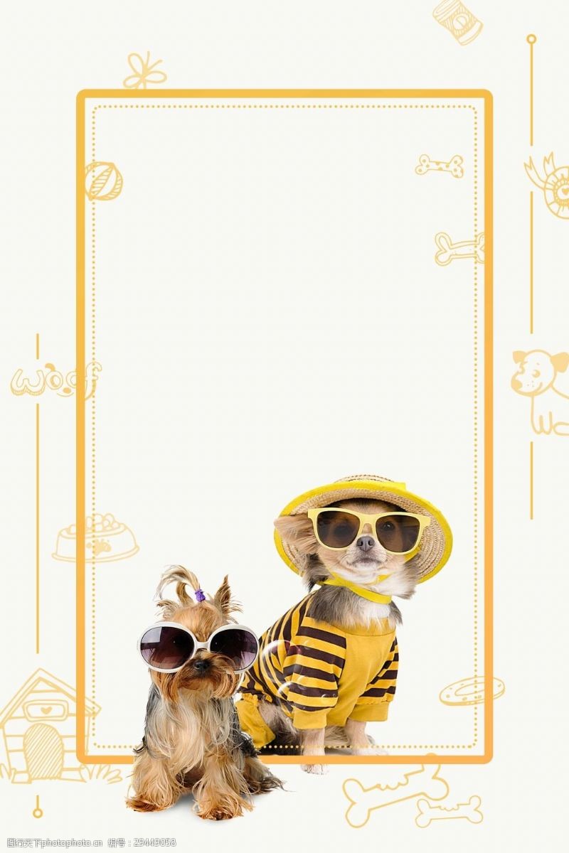 宠物海报可爱小狗太阳镜背景