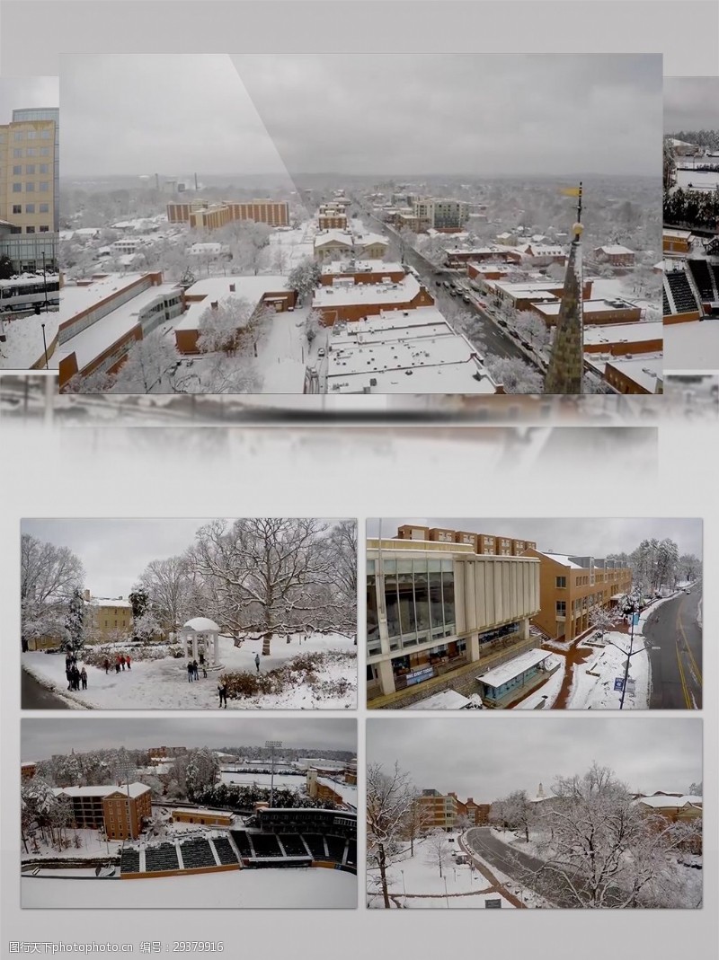 720p瑞典白雪覆盖的教堂航拍高清视频