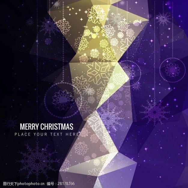 黑色花边紫色色调的多边形圣诞背景