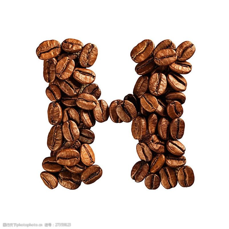 咖啡豆咖啡字母H设计