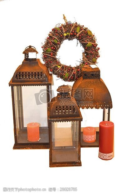 圣诞白蜡烛美丽的圣诞灯笼