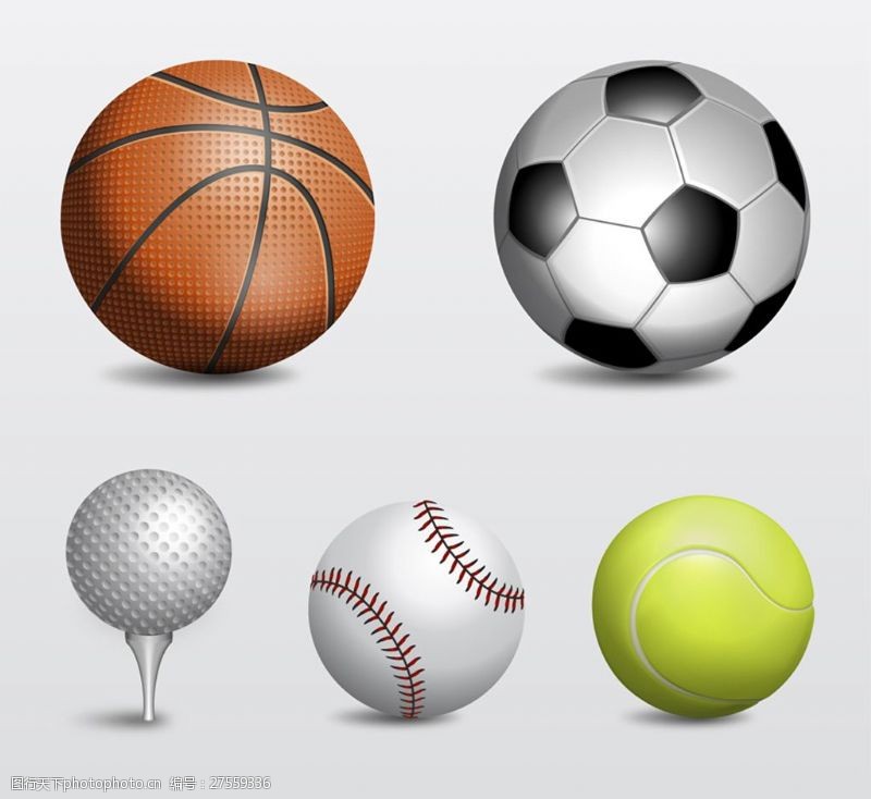 足球篮球球类设计矢量素材