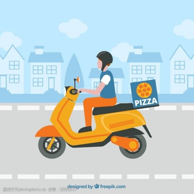 意大利摩托车送披萨的