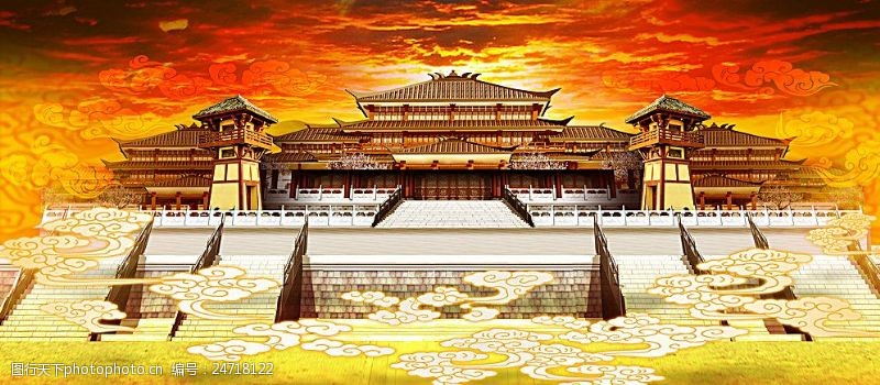 唐代风格宫殿建筑图片