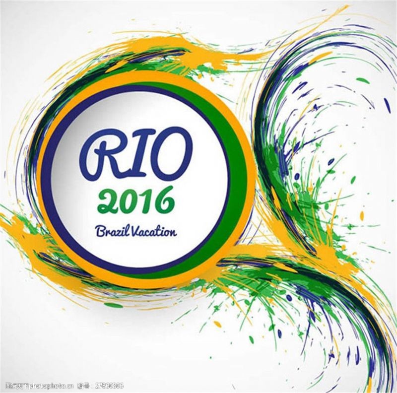 里约奥运会奥运水彩墨迹海报