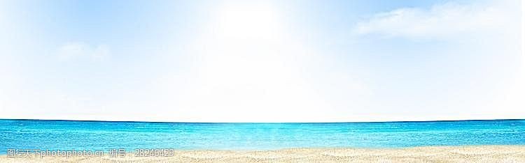 蓝天白云沙滩大海背景