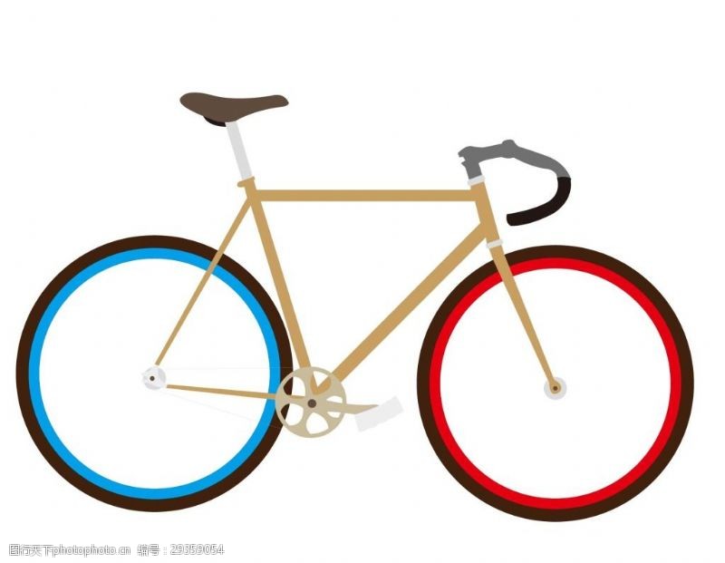自行车比赛卡通彩色自行车png元素
