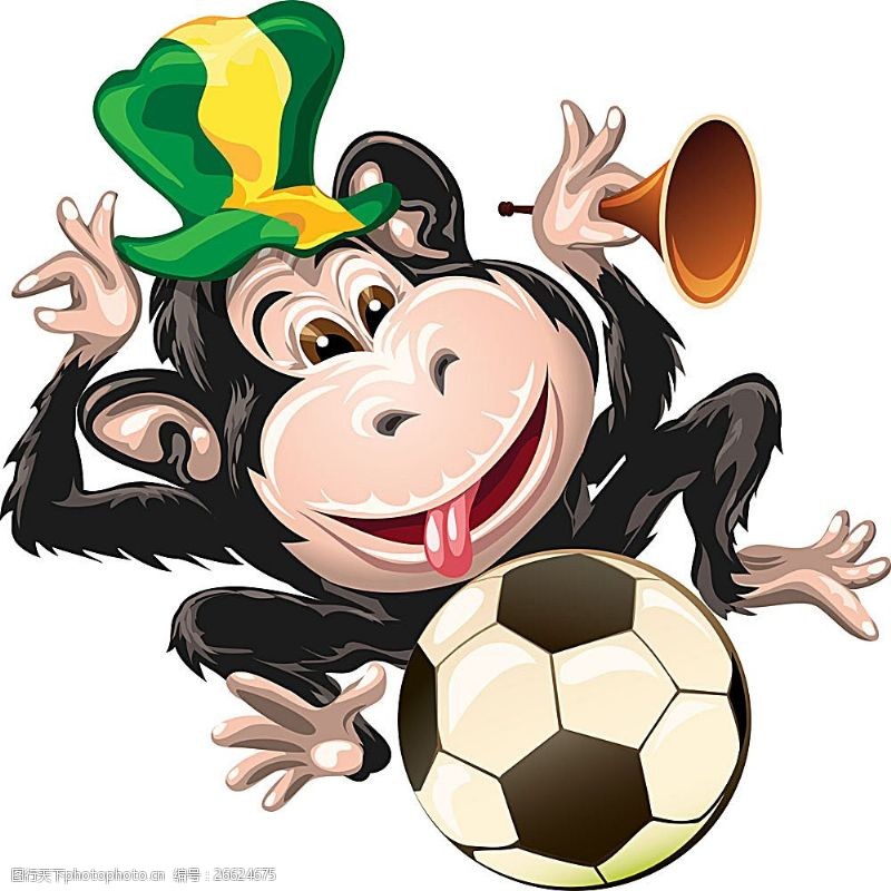 体育赛事卡通猴子与足球