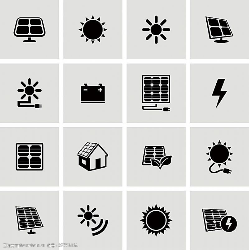 太阳能标志太阳能发电图标