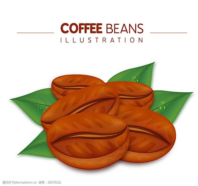 水滴背景创意咖啡豆设计矢量图图片
