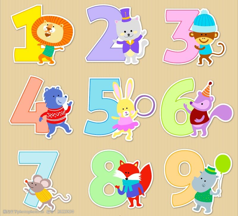 生肖鼠8动物装饰数字