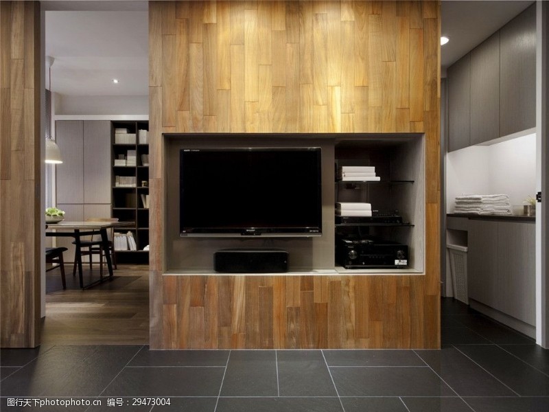 木板墙简约客厅木质电视背景墙装修效果图