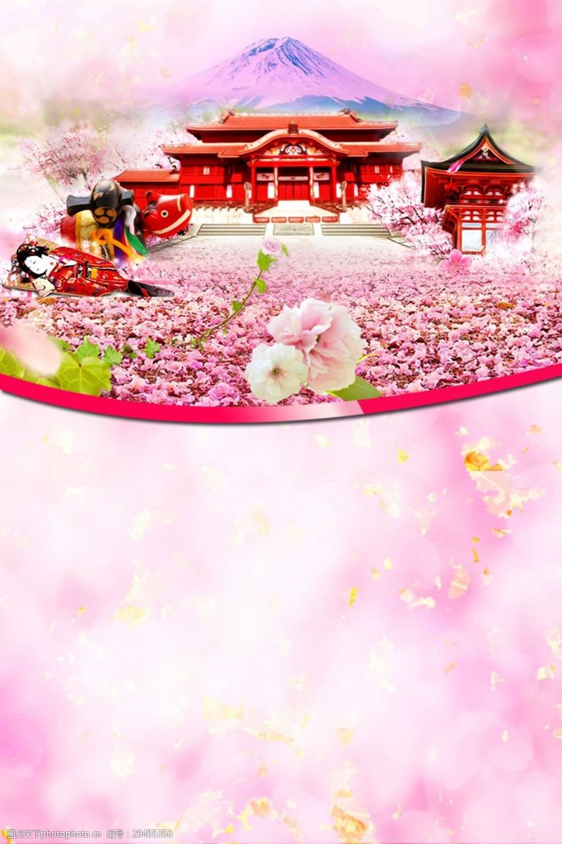 樱花旅游日本樱花节旅游背景设计
