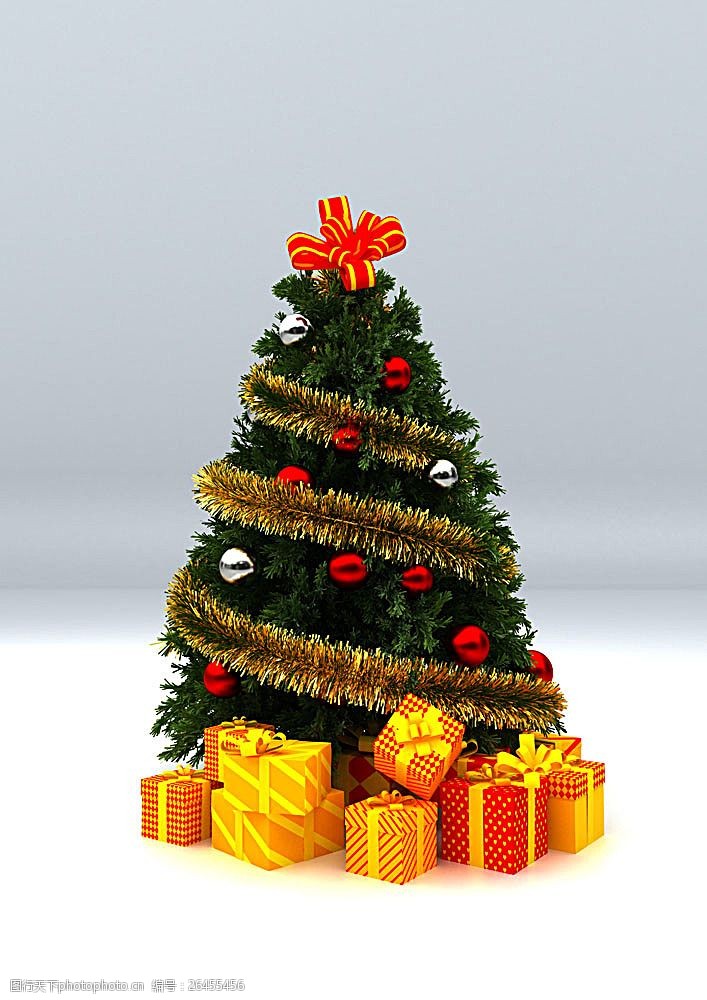 圣诞模板下载圣诞礼物与圣诞树