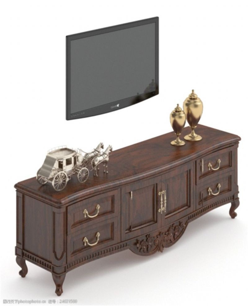 复古家具电视柜模型素材模板下载