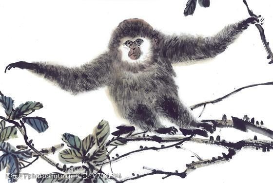 猴写意动物画国画0037