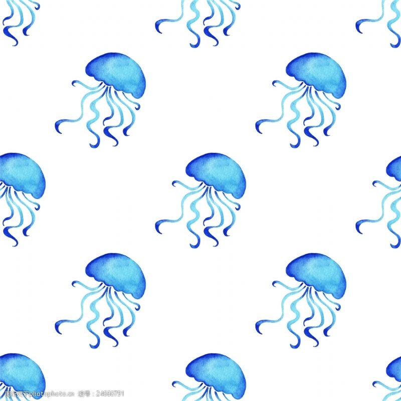 荧光蓝色可爱水母图片素材
